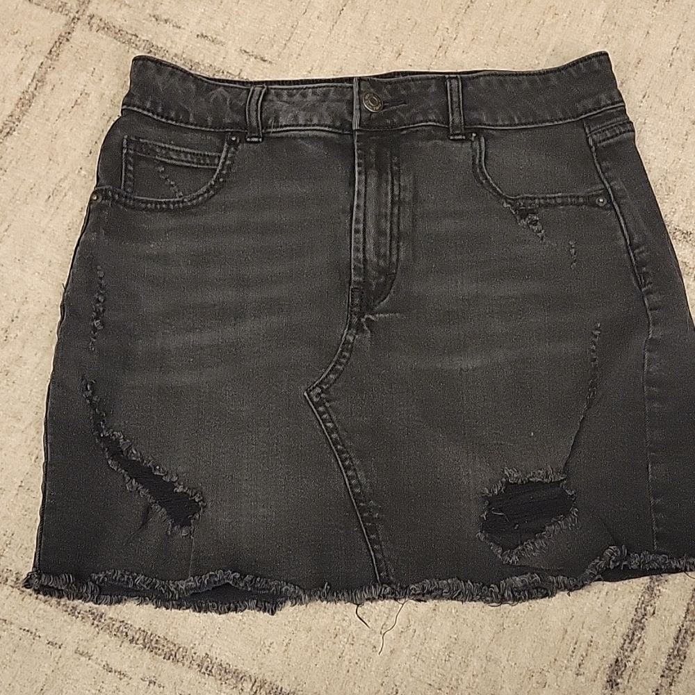 Black Mini Denim Skirt Casual